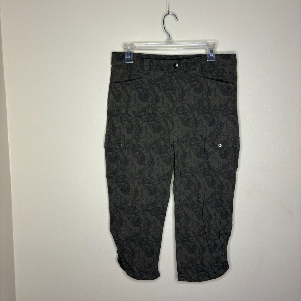 eddie bauer womens typography hiking capris size 8 green